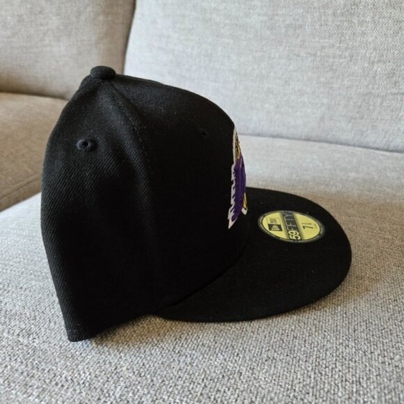 New Era 5950 Los Angeles Lakers 7 3/4 Men Basic Fitted  Black Logo Hat gf 112025 - Picture 6 of 8